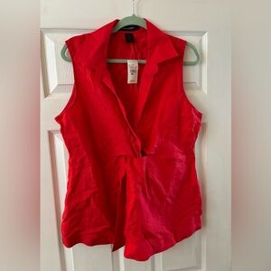 Ashely Stewart, brand new, sleeveless women’s linen blouse, red, size 14.